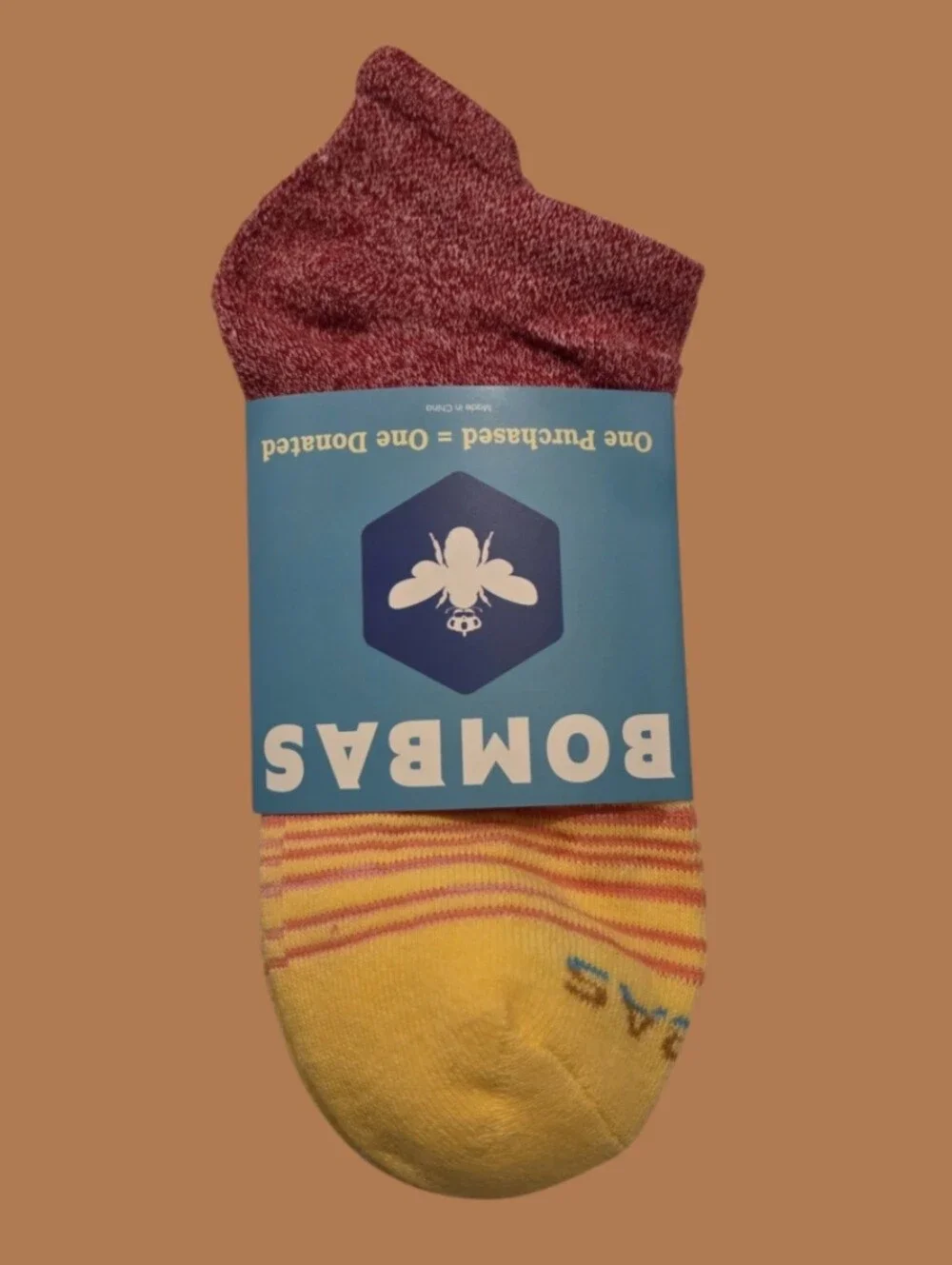 Bombas Medium Ankle Socks Red & Yellow 5 Pair BNWT Unisex Honeycomb Arch Support